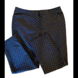 Liz Claiborne  Pants Sz 10 Cropped  Black Polka Dot Stretchy “Emma Classic”